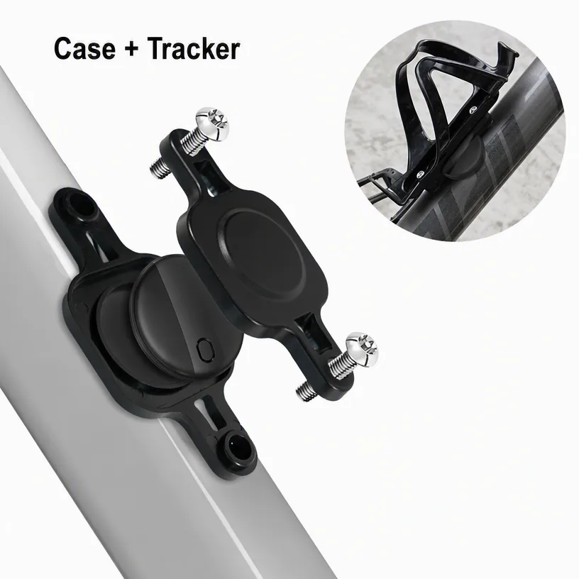 Case plus tracker: the SUNDA hidden tracker mounted under a bicycle saddle