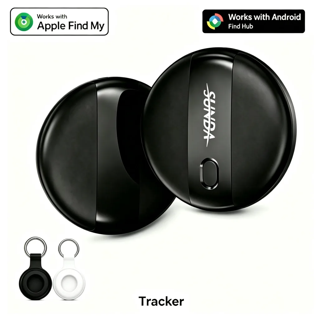 Two-pack of dual system trackers supplied with key rings
