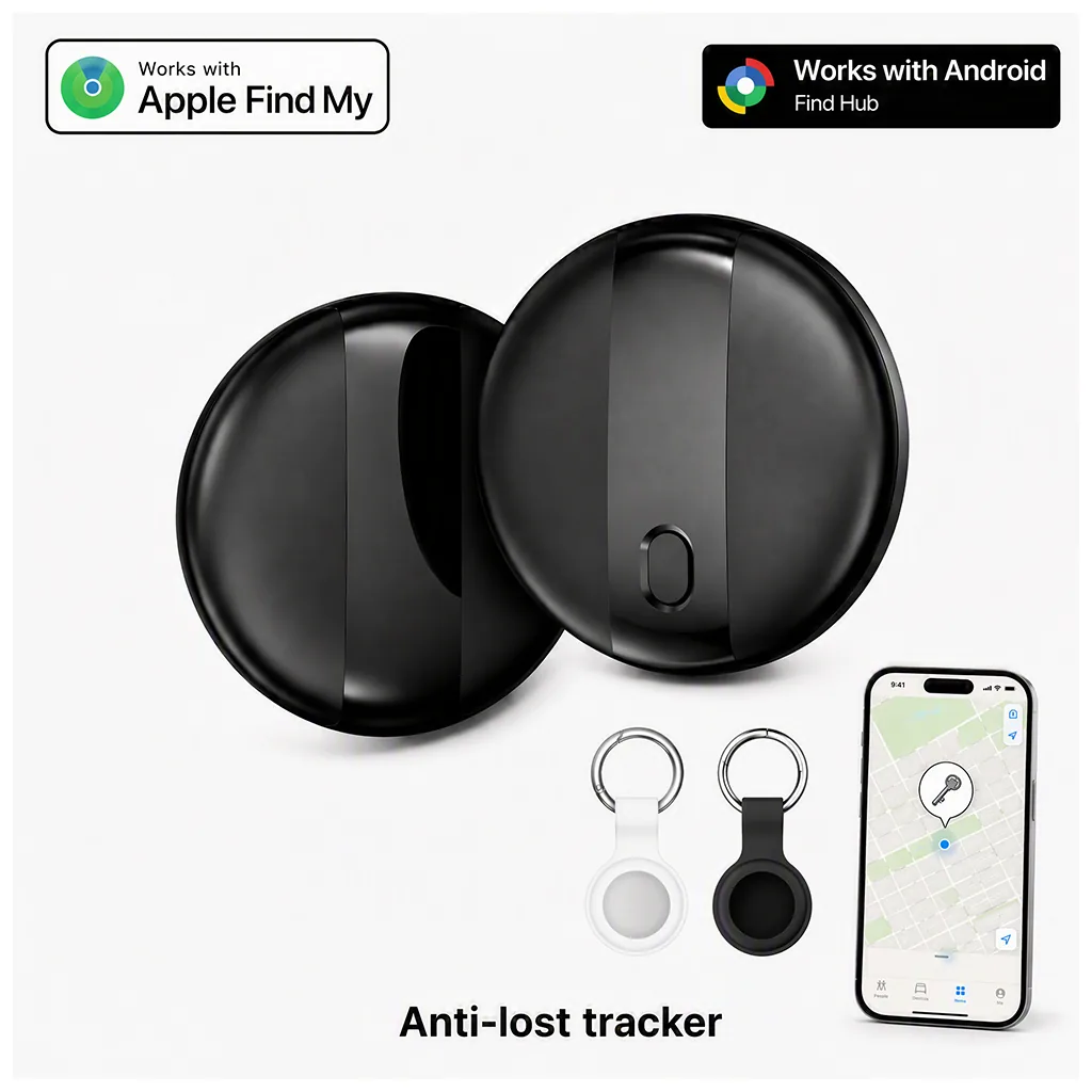 Apple Find My Bluetooth tracker slim round tag, front view