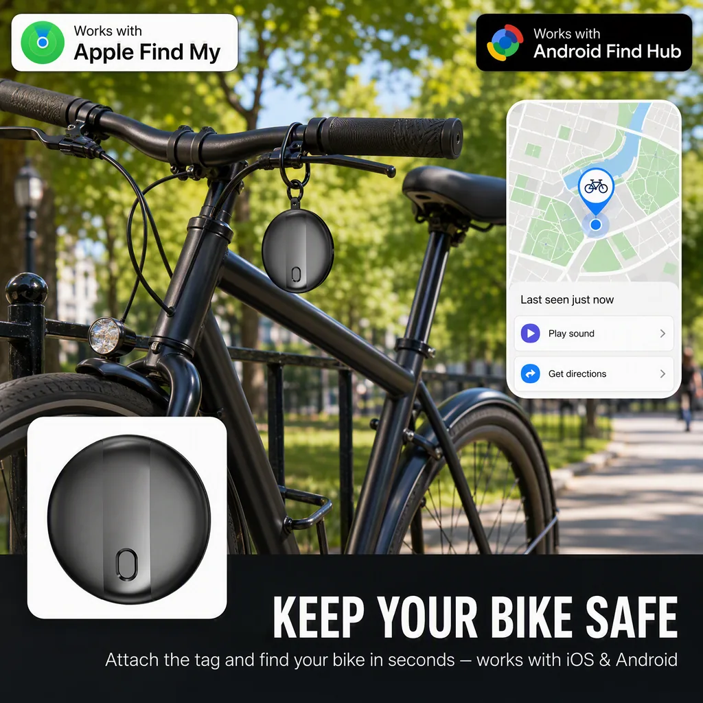 Bluetooth tracker mounted on a bicycle frame