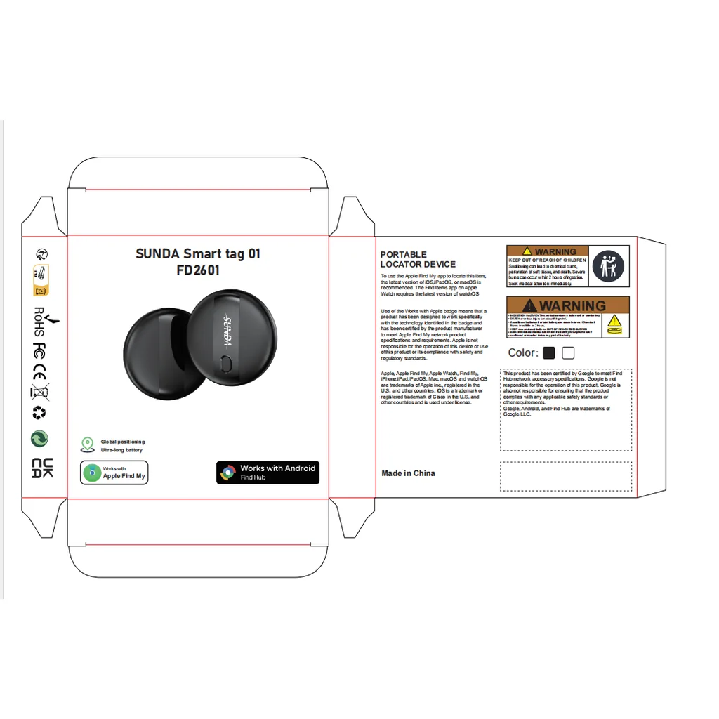 Custom printed retail box for a Bluetooth tracker