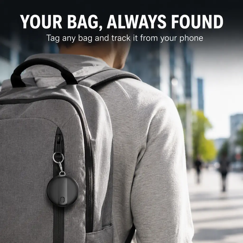 Bluetooth tracker dropped into a suitcase inside pocket