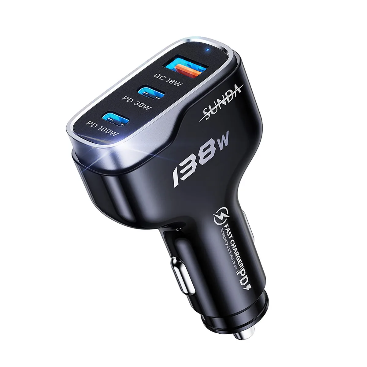 CC53 140W car charger adapter isolated on white background