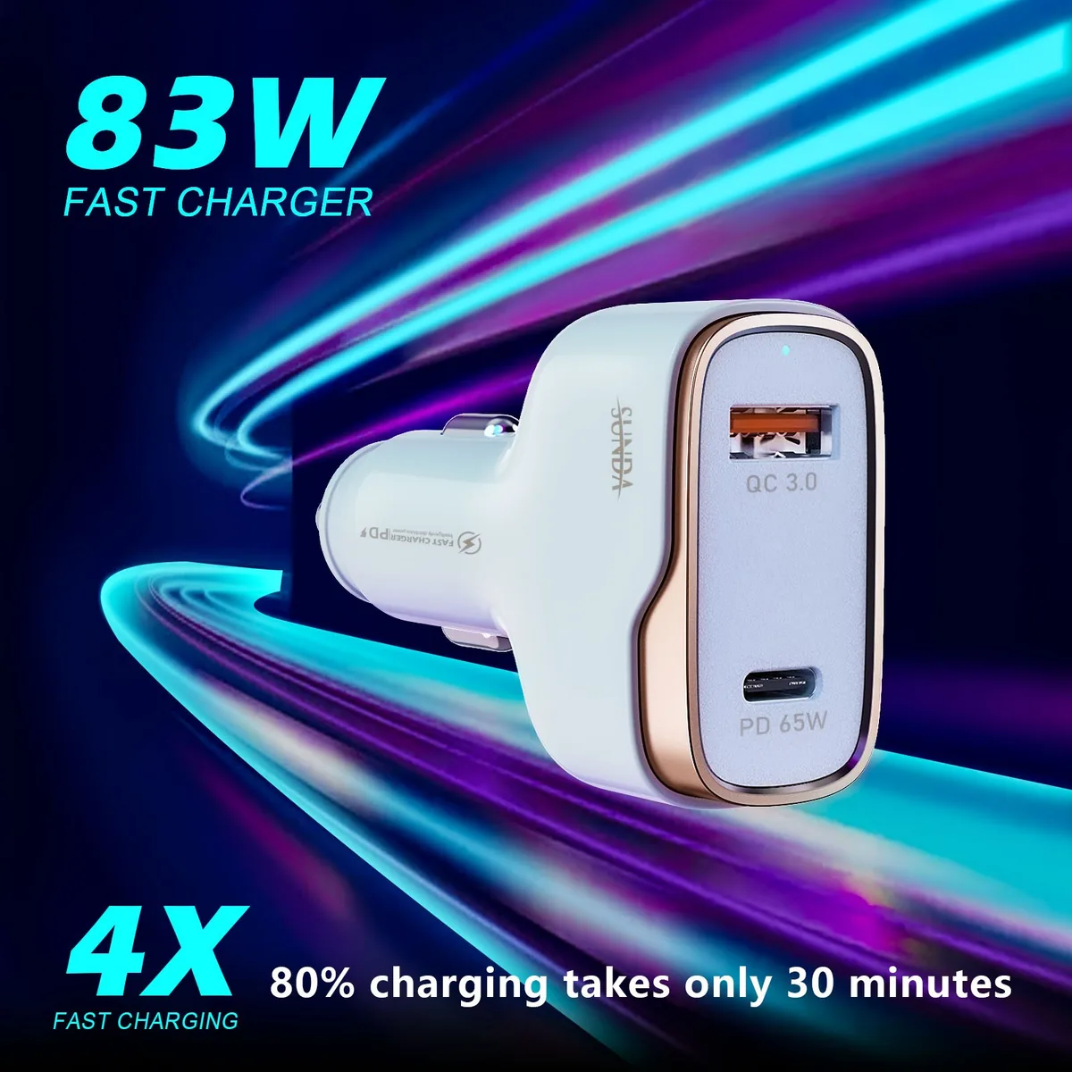 CC53-1A1C 83W fast charging dual port adapter