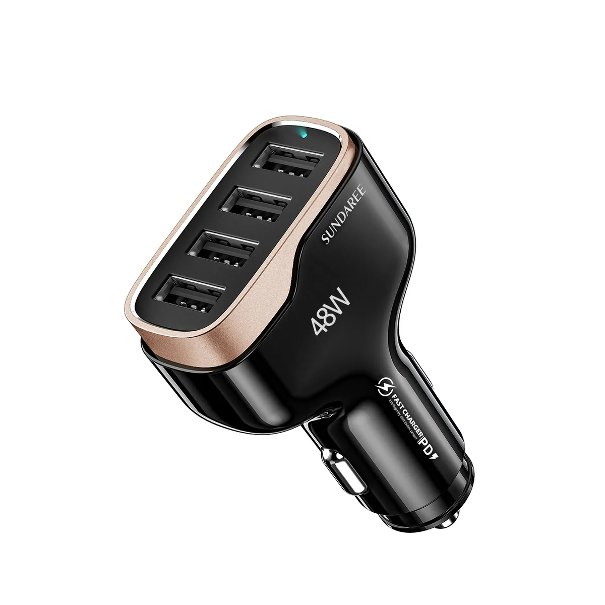 CC53 48W 4 USB-A port car charger black gold
