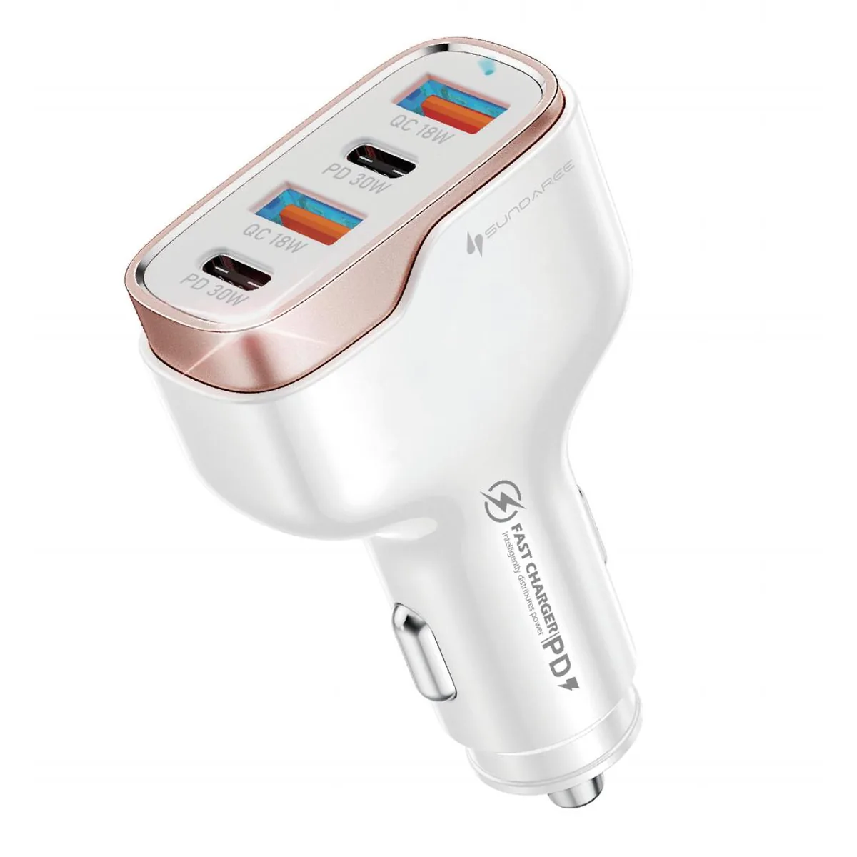 CC53 series car charger catalog page, 4 port models
