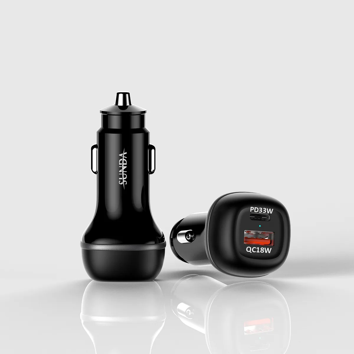 CC62 30W dual USB-A QC3.0 car charger with carbon fibre finish