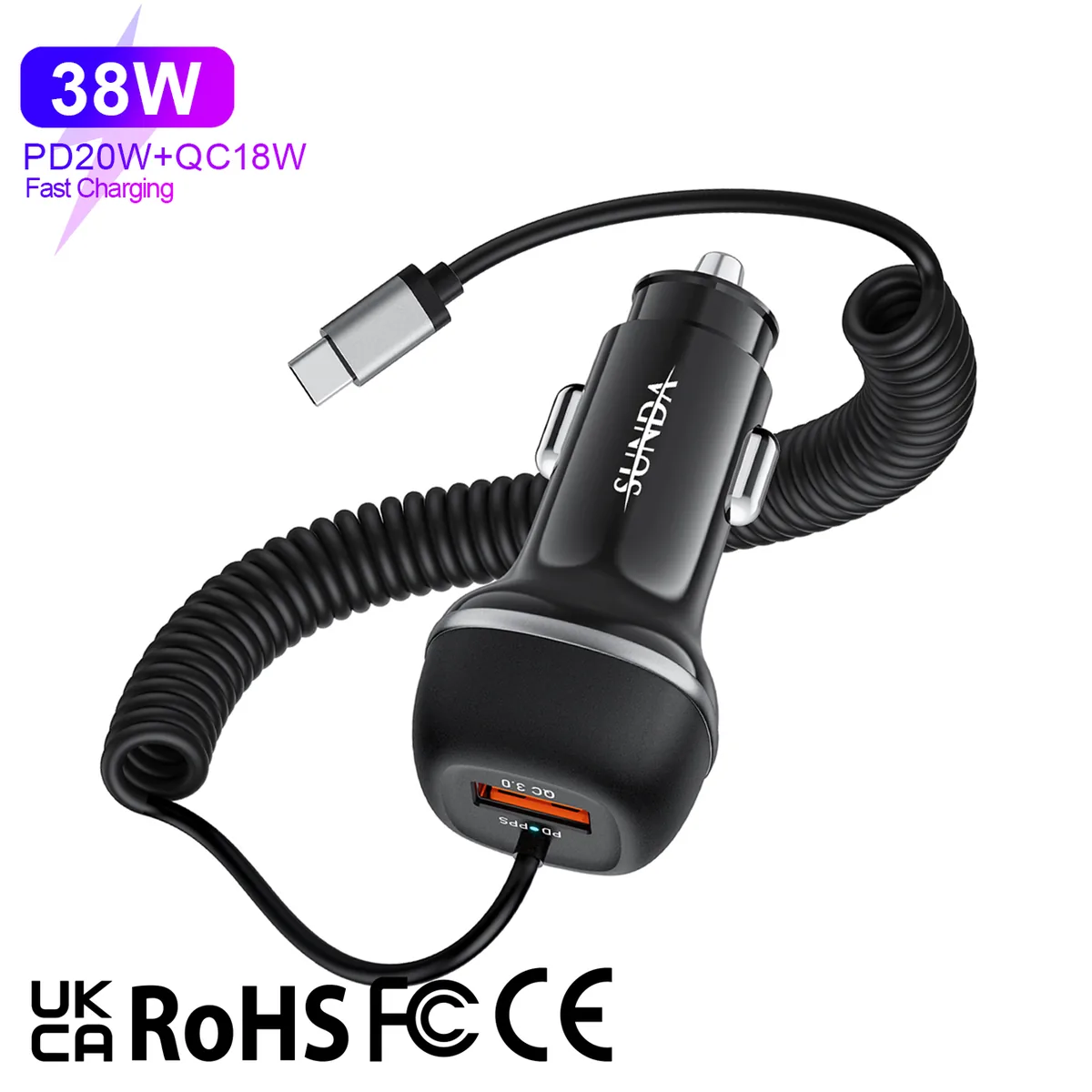 CC62 30W car charger compact body size comparison