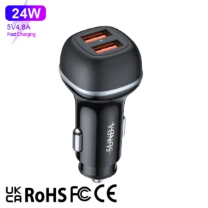 CC62 dual USB-A car charger 24W 5V 4.8A output version