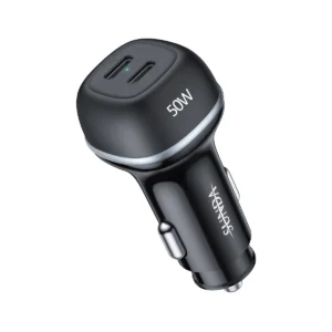 CC62 51W dual port car charger with one USB-A and one Type-C port