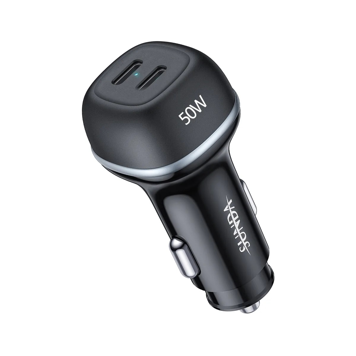 CC62 51W dual port car charger with one USB-A and one Type-C port