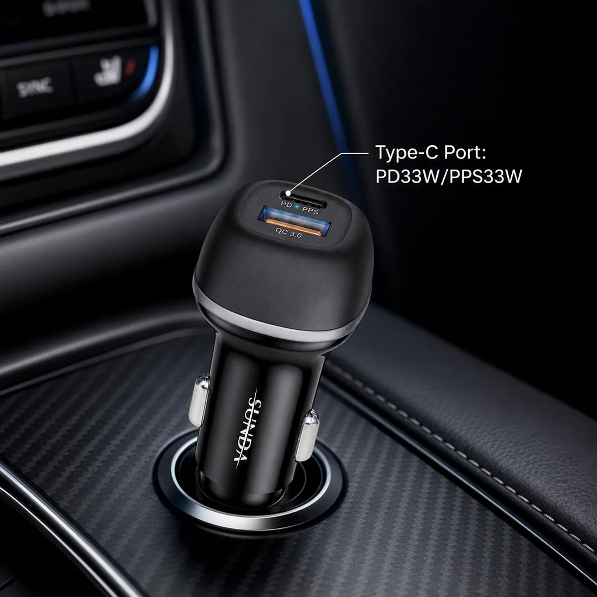 CC62 51W car charger Type-C port delivering PD 30W PPS 33W
