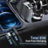 CC62 51W spring cable car charger with high polishing carbon fibre finish