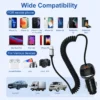 CC62 51W car charger coiled Type-C cable close-up