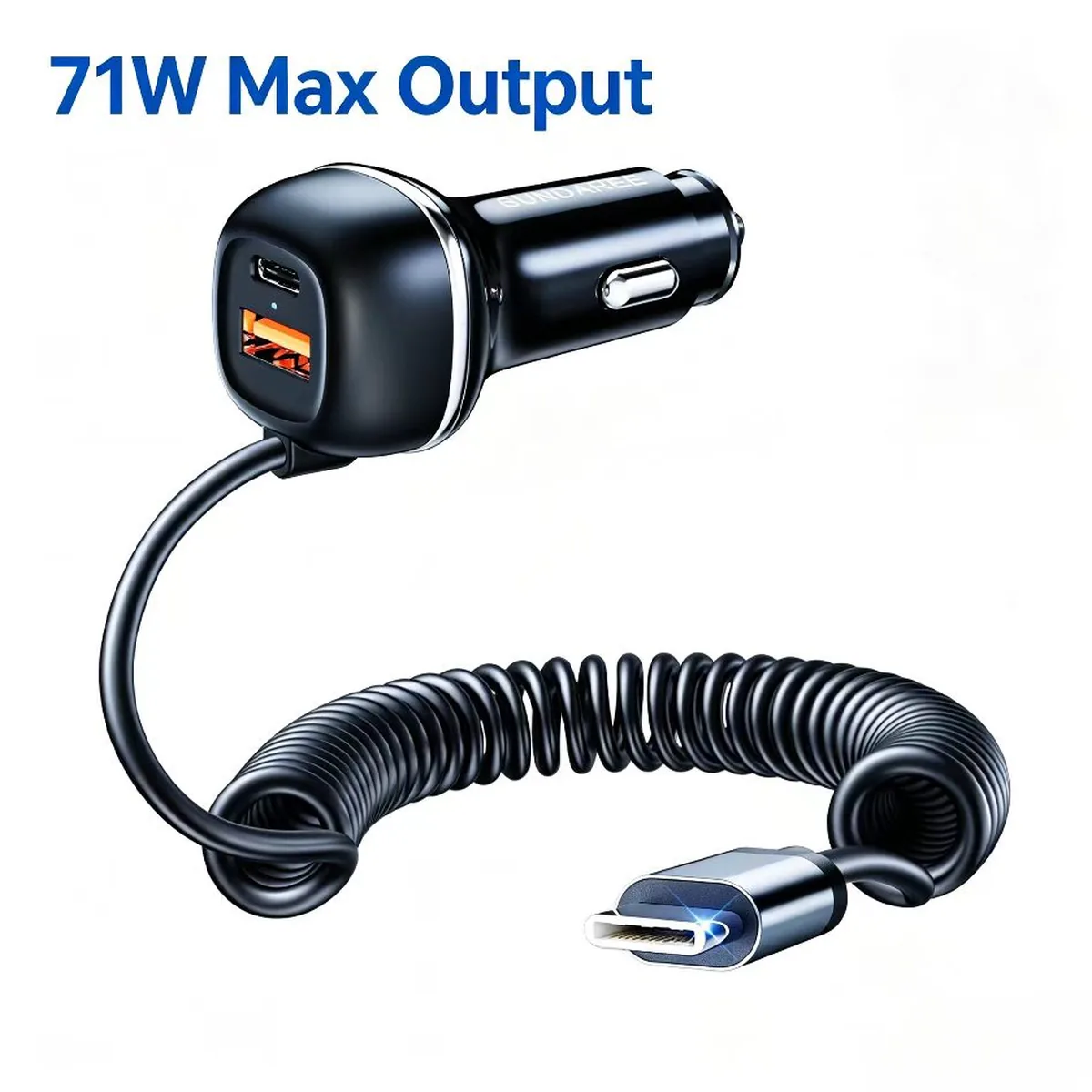CC62 71W PD QC3.0 car charger, compact multi-port body