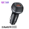 CC62 90W car charger with fixed cable, top view