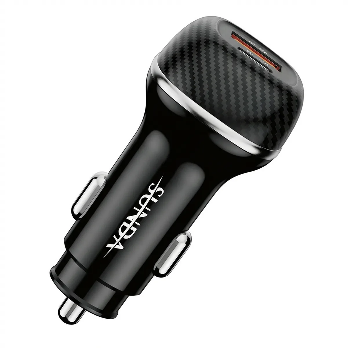 CC62 90W car charger side profile showing the PD 45W QC 45W marking