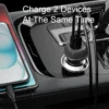 CC62 90W dual port car charger front view, two USB-C outputs