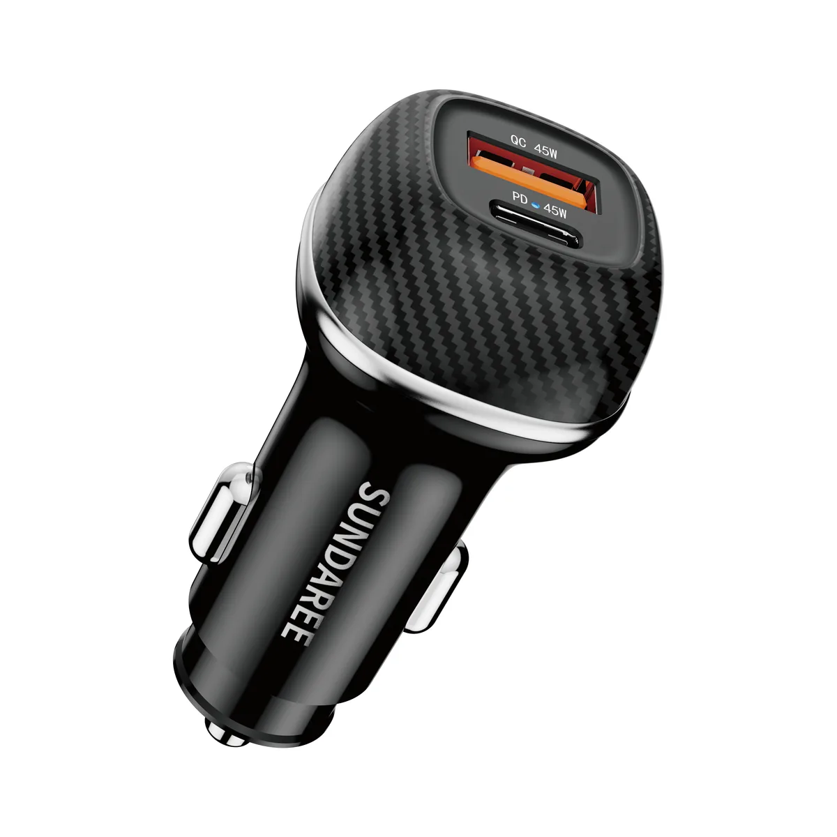 CC62 90W car charger carbon fibre and PC housing options