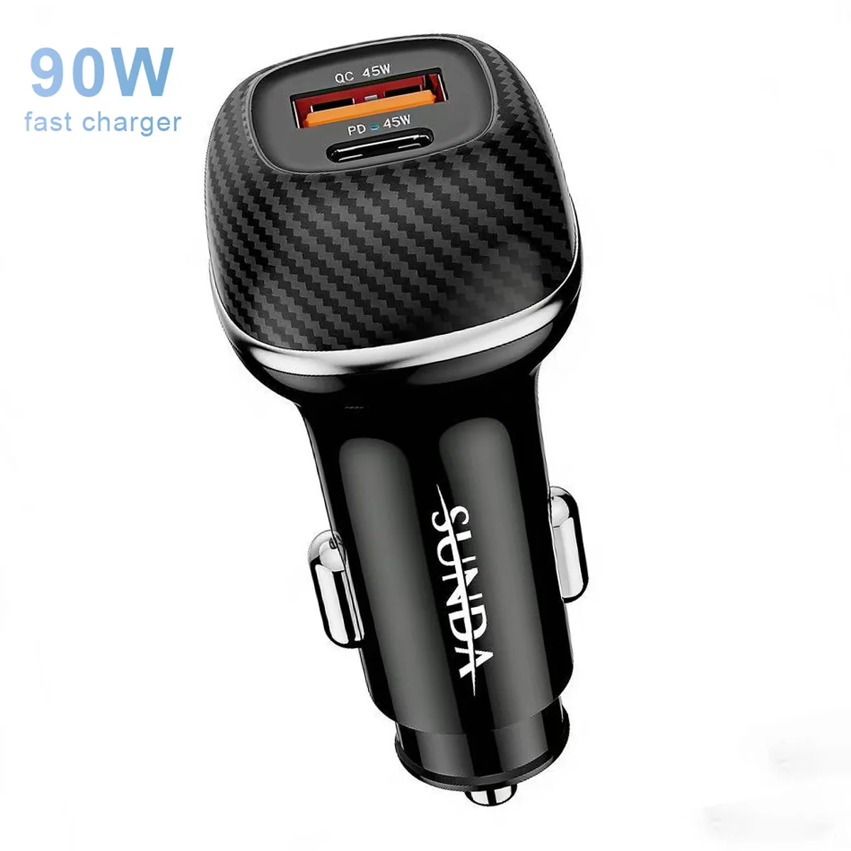 CC62 90W car charger charging two devices simultaneously