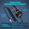 CC62 96W retractable car charger plugged into a car cigarette lighter socket