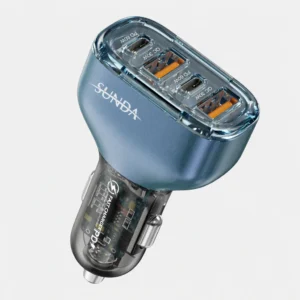 SUNDA CC68 120W transparent 4-port car charger with 2 USB-A and 2 USB-C ports