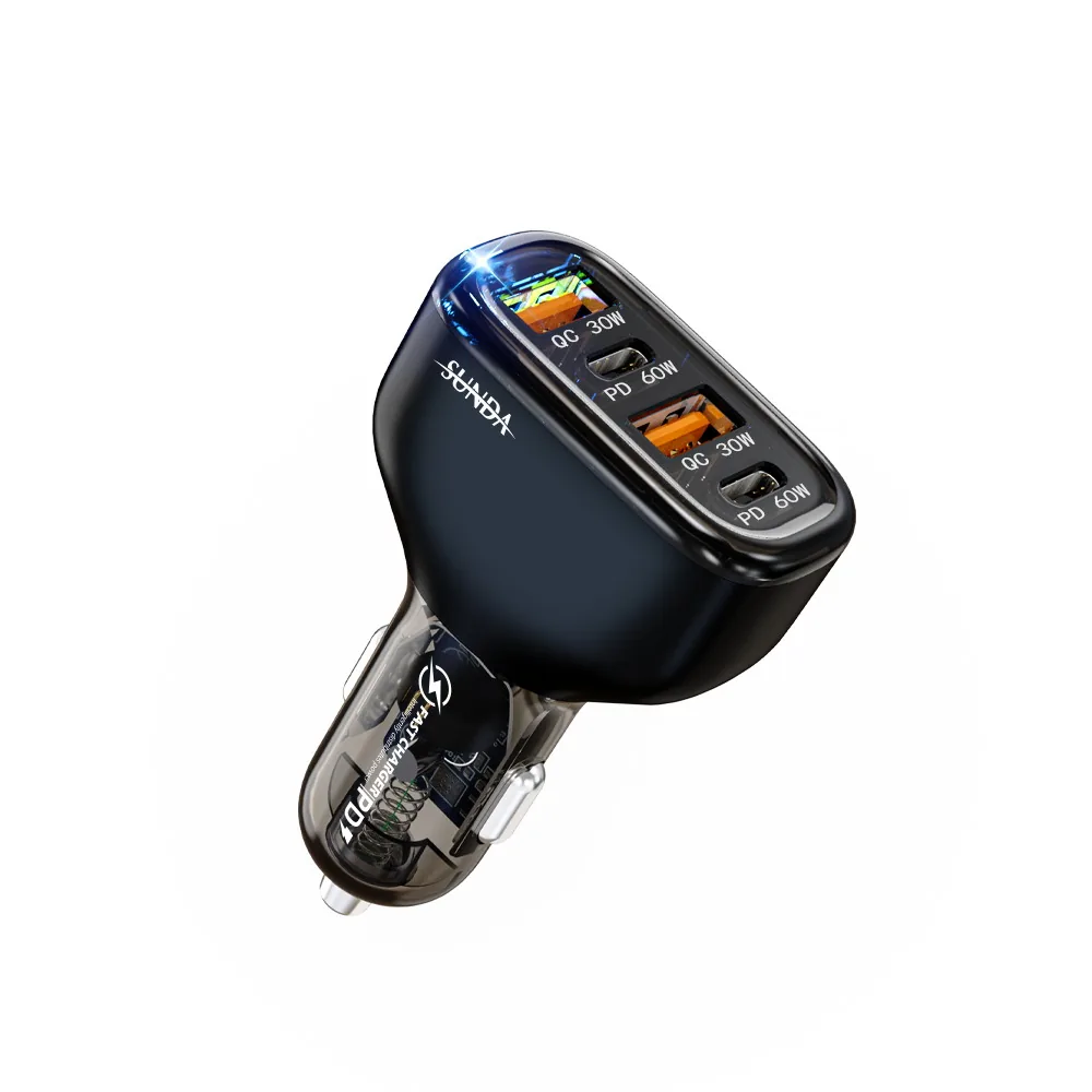 SUNDA CC68 four-port car charger, side view