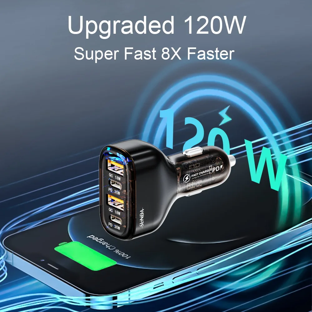 SUNDA CC68 car charger super fast charging a phone in a car