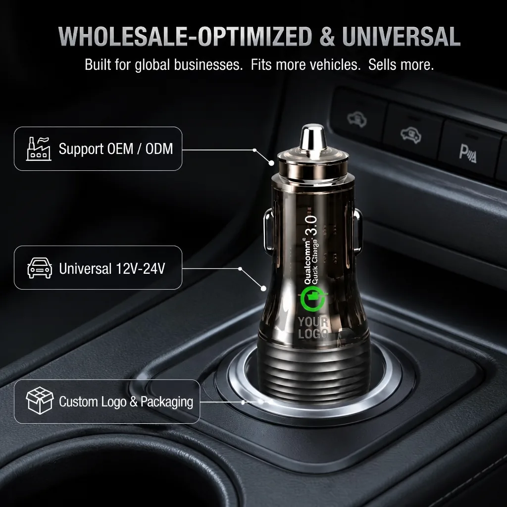CC70 51W car charger wholesale packaging options, OEM and ODM from 500 pieces