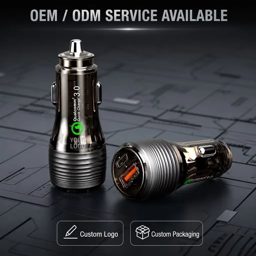 CC70 51W car charger OEM and ODM service, custom logo and custom packaging