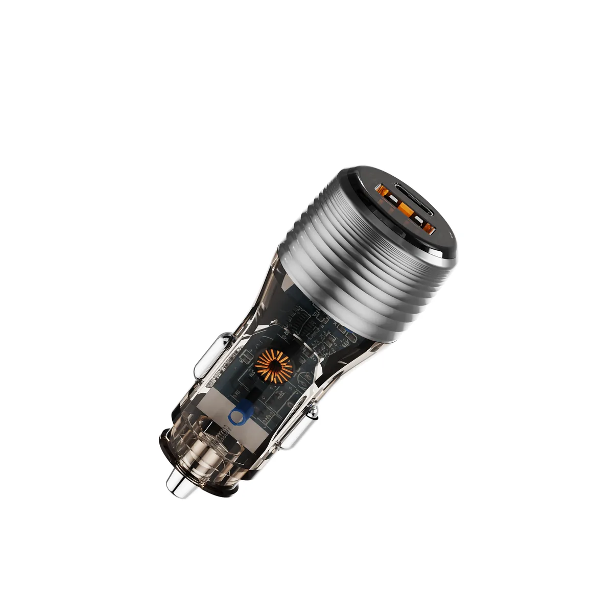 CC70 90W car charger transparent shell showing the internal PCB layout