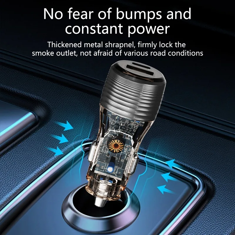 CC70 90W car charger staying connected on a rough road, no fear of bumps