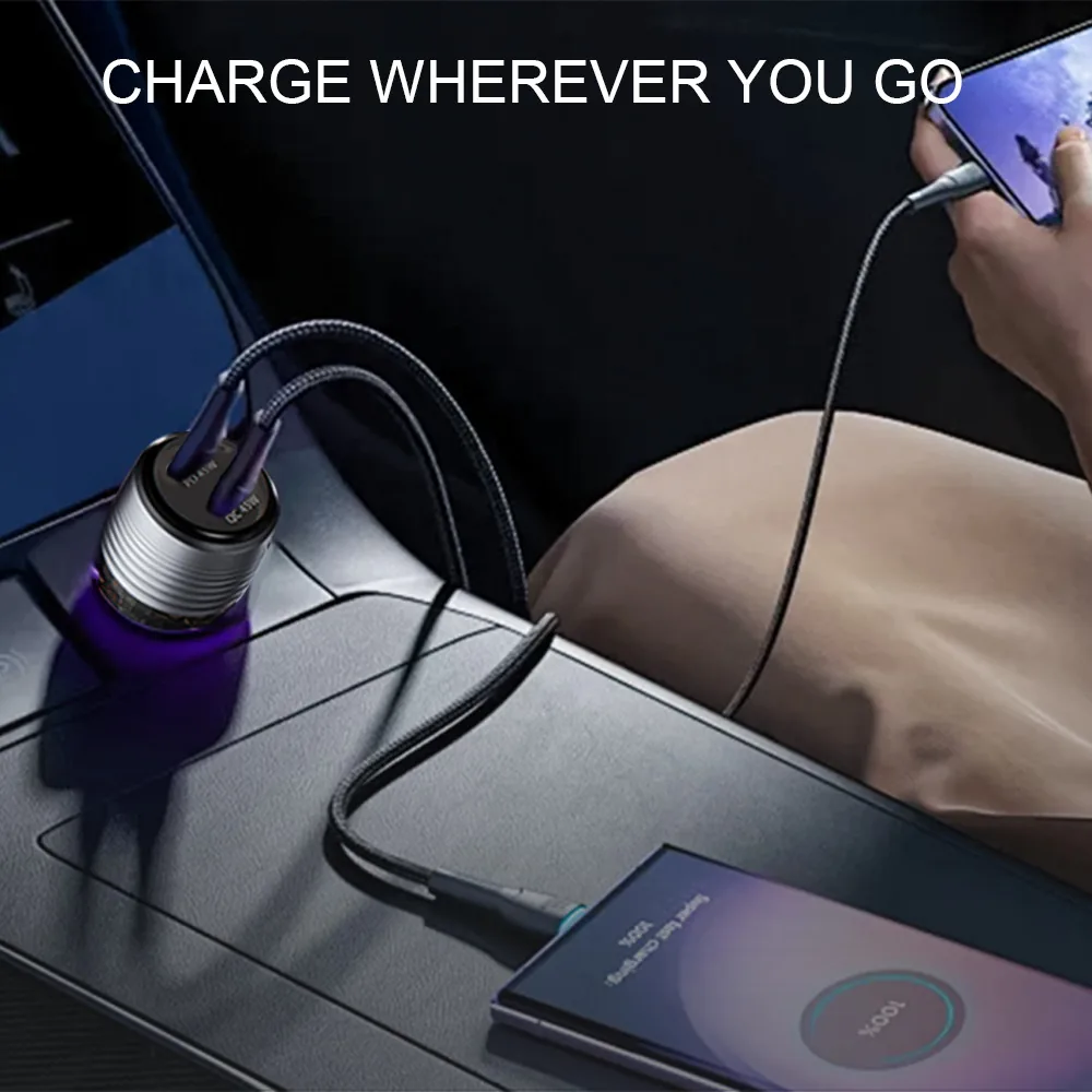 CC70 90W car charger in use inside a car, charge wherever you go