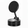 SUNDA foldable magnetic car phone holder in black with round magnetic plate and circular suction base