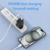 20W PD wall charger plugged into a power strip charging a phone, PD 20W farewell waiting