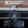 Phone with a magnetic ring held on the vent mount inside a car, signal strength unaffected