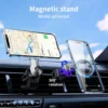 Two phones on 360 degree rotating magnetic car mounts, one in landscape navigation and one upright