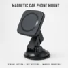 SUNDA magnetic car phone mount in matte black with square magnetic head and suction base