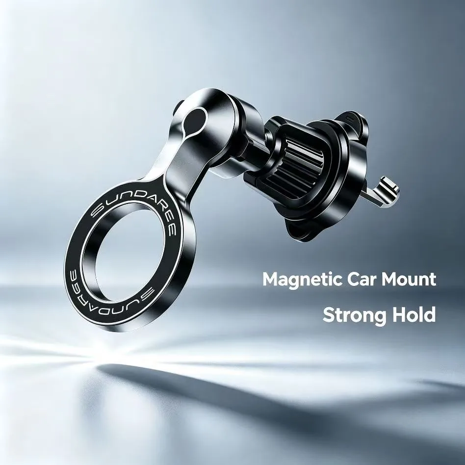 Close view of the SUNDAREE ring magnetic mount head on a vent clip, strong hold build