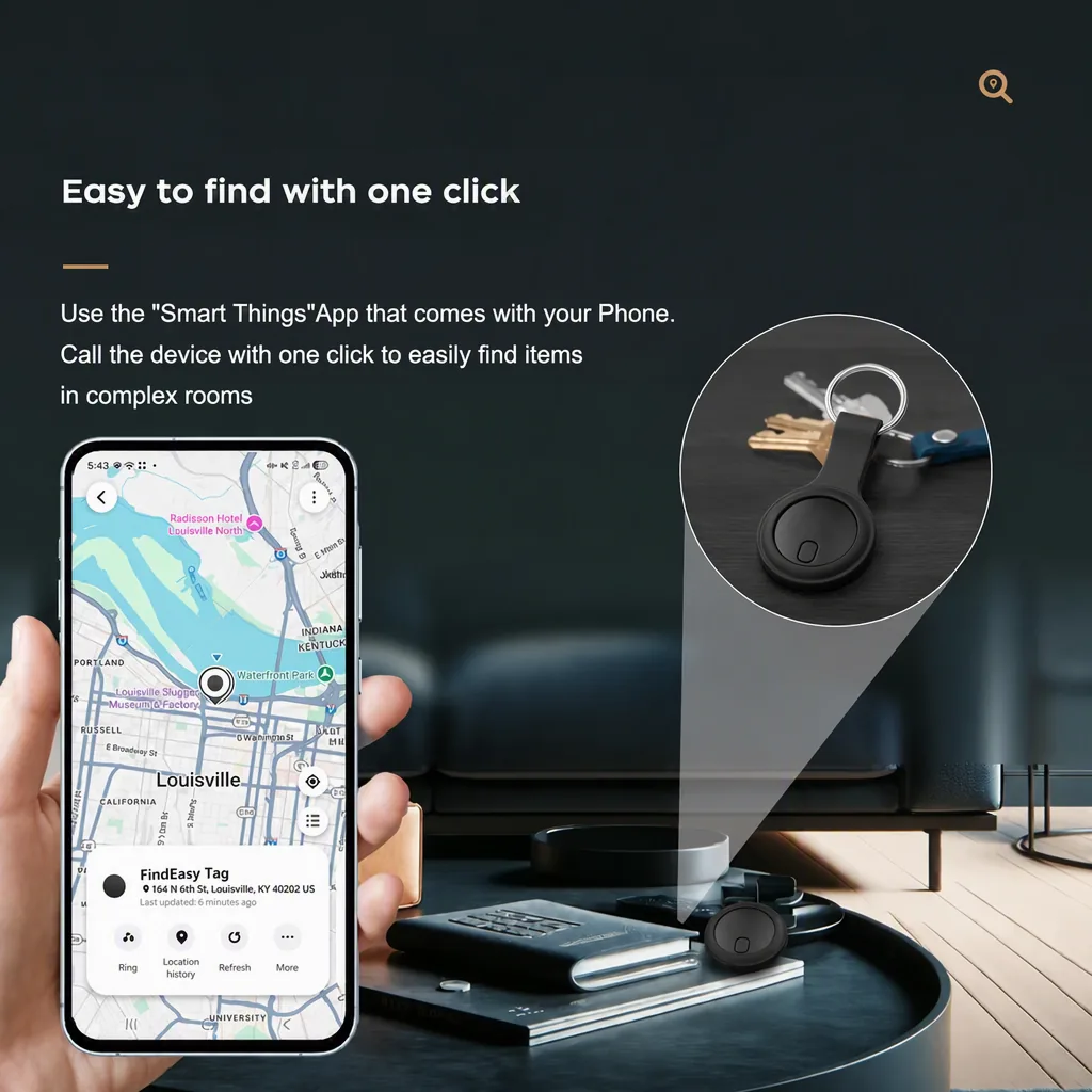 Easy to find with one click: the SUNDA smart tag on a bunch of keys with the Find My map open