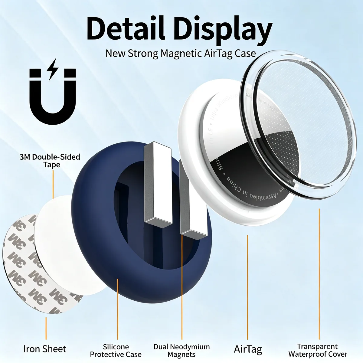 Detail display cutaway of the SUNDA tracker showing the strong magnetic adsorption mount and housing parts