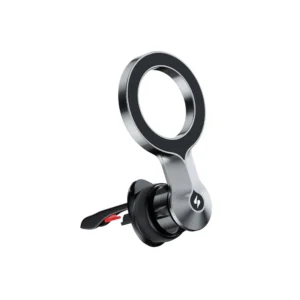 SUNDA zinc alloy magnetic car mount with silver ring head and black vent clip, studio view