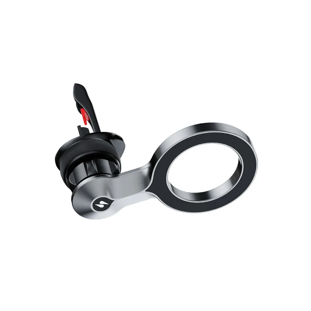 Black version of the zinc alloy magnetic car mount with ring head, second studio angle